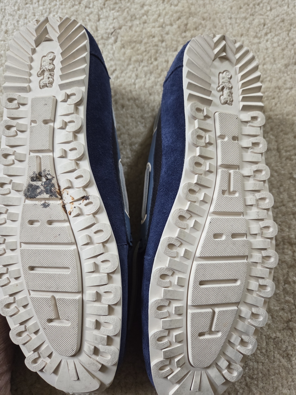 Coach Men's Navy and Light Blue Leather-Trim Boat Shoes - Picture 2 of 3